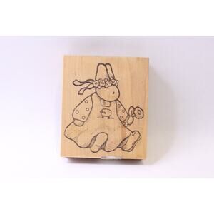 Easter Bunny in Floral Wreath with a Flower, Spring, Cute Animal, Message Stamp